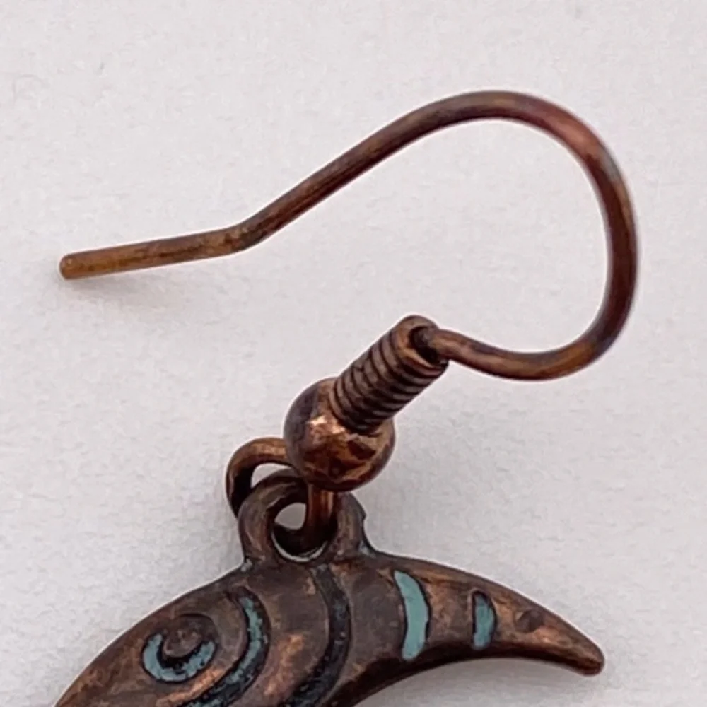(8) Patina Crescent Moon Earrings